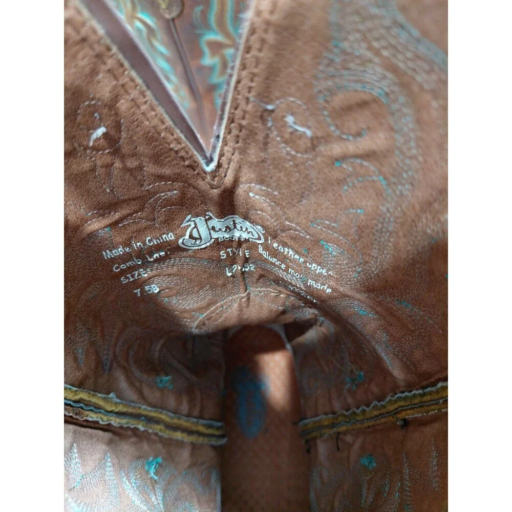 Justin Women's Stampede Cowboy Boots L2552 Brown embroidered Leather sz 7.5B